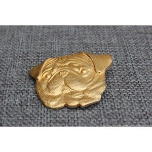 Brushed Gold Tone Pug Brooch Marked Pug Rawcliffe Pewter 1984 Cute Brooch Cute